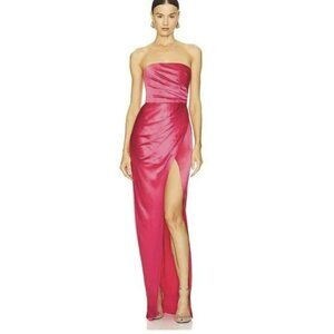 SAU LEE Kleid Priyanka Fuschia Pink Strapless Ruched Maxi Dress NWT